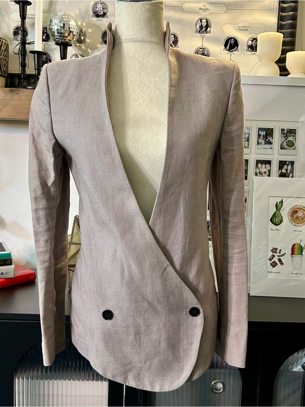 RARE - Theyskens Theory Grey Linen Cut Out Back Blazer